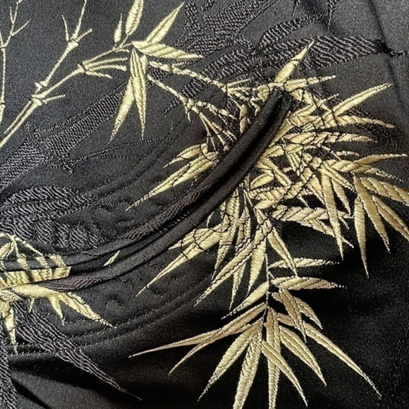 Handmade Quilted Asian Inspired Black & Gold Bamboo Print Jacket‎ - Picture 5 of 8